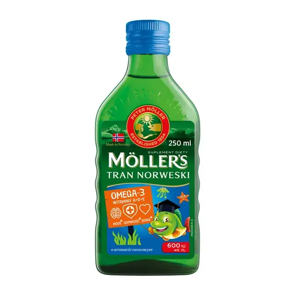 Mollers Tran norweski o aromacie owocowym, 250 ml