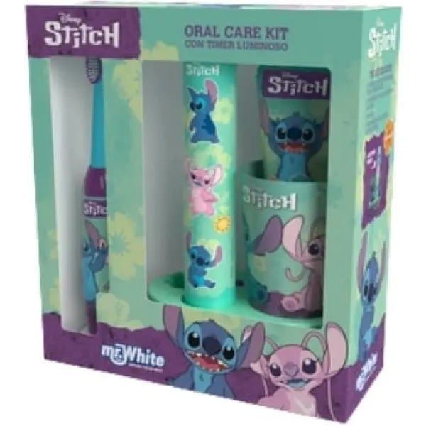 MR. WHITE ZESTAW DO MYCIA ZĘBÓW Z PODSTAWKĄ LED STITCH
