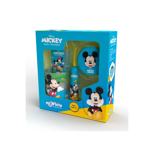 MR.WHITE ZESTAW DO MYCIA ZĘBÓW SZCZOTECZKA PASTA KUBEK PORTMONETKA MYSZKA MICKEY