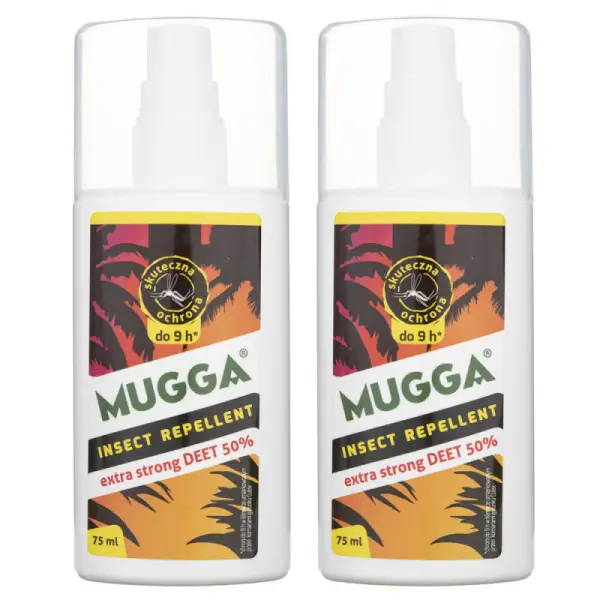 Mugga Spray przeciw owadom 50% DEET, 2x75 ml