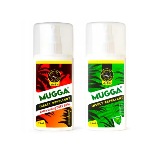 Mugga Spray 9,5% DEET 75 ml + Mugga Spray 50% DEET ZESTAW NA KOMARY