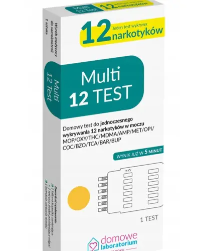 MULTI 12 TEST DO WYKRYWANIA 12 RODZAJÓW NARKOTYKÓW Z MOCZU DOMOWE LAB