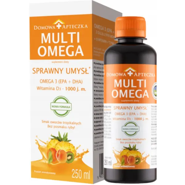 MULTI OMEGA 3 kwasy tłuszczowe witamina D MÓZG 250 ml DOMOWA APTECZKA