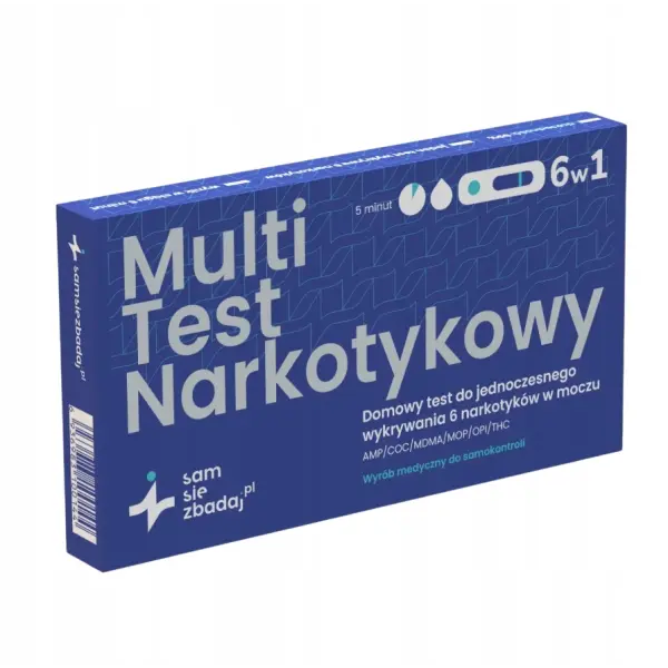 MULTI TEST NARKOTYKOWY DOMOWY 6W1 WYKRYWA 6 NARKOTYKÓW W MOCZU 1 SZTUKA