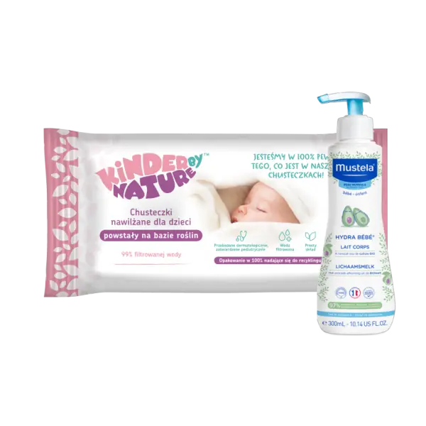 MUSTELA HYDRA BEBE MLECZKO DO CIAŁA 300 ML + CHUSTECZKI NAWILŻANE GRATIS