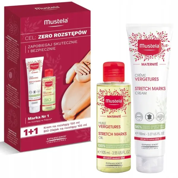 MUSTELA MATERNITE KREM NA ROZSTĘPY 150 ML + OLEJEK 105 ML ZESTAW