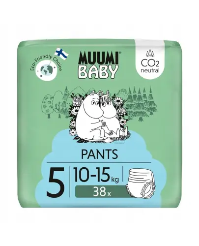    MUUMI BABY PANTS 5 MAXI+ EKO PIELUCHOMAJTKI 10-15 KG 38 SZT 