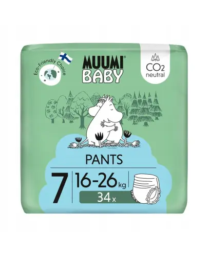 MUUMI BABY PANTS 7 XL EKO PIELUCHOMAJTKI 16-26 KG 34 SZT 