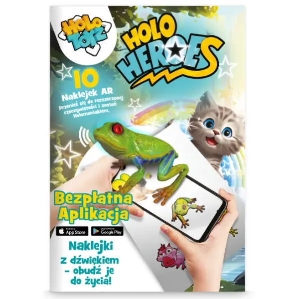 NAKLEJKI DLA DZIECI Z DŹWIĘKIEM 10 SZT. HOLO HEROES HOLOTOYZ