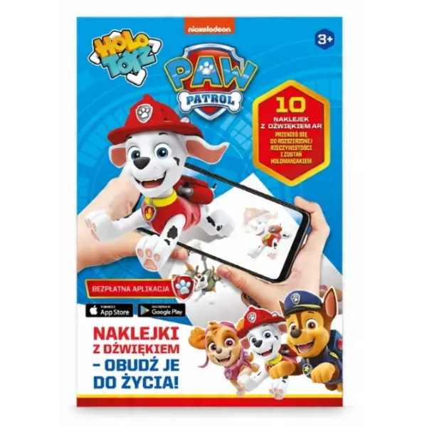 NAKLEJKI DLA DZIECI Z DŹWIĘKIEM 10 SZT. PSI PATROL HOLOTOYZ