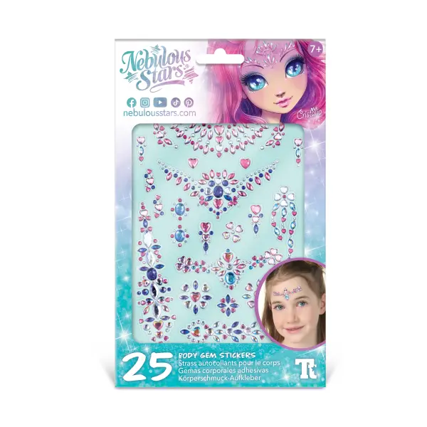 Naklejki na ciało diamentowe Cristalia 25 szt. Nebulous Stars