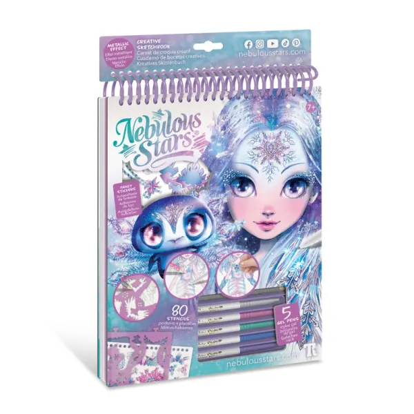 NEBULOUS STARS SZKICOWNIK DLA DZIECI Z BIAŁYMI KARTKAMI NAKLEJKI+ METALICZNE PIS