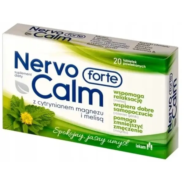 NERVOCALM FORTE Z CYTRYNIANEM MAGNEZU I MELISĄ 20 TABLETEK