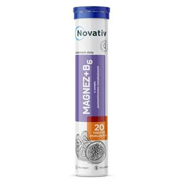 Novativ Magnez + B6, 20 tabletek musujących
