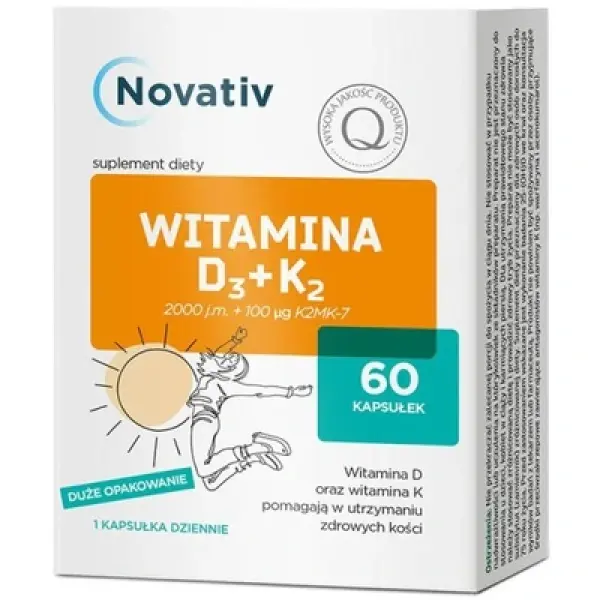 Novativ Witamina D3+K2, 60kaps.