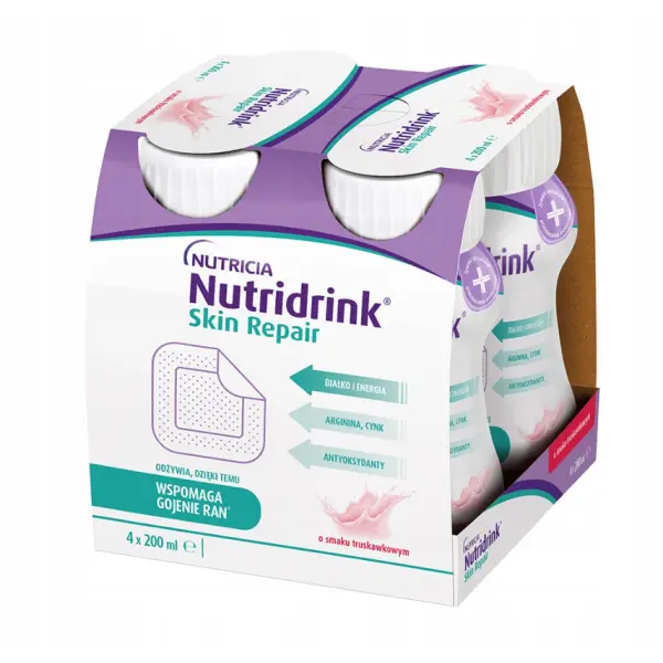 NUTRIDRINK SKIN REPAIR smak truskawkowy 4 x 200 ml