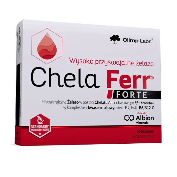 OLIMP CHELA-FERR FORTE ŻELAZO KWAS FOLIOWY WITAMINY 30KAPSUŁEK