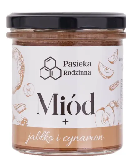 PASIEKA RODZINNA MIÓD WIELOKWIATOWY Z JABŁKIEM I CYNAMONEM 410 G 