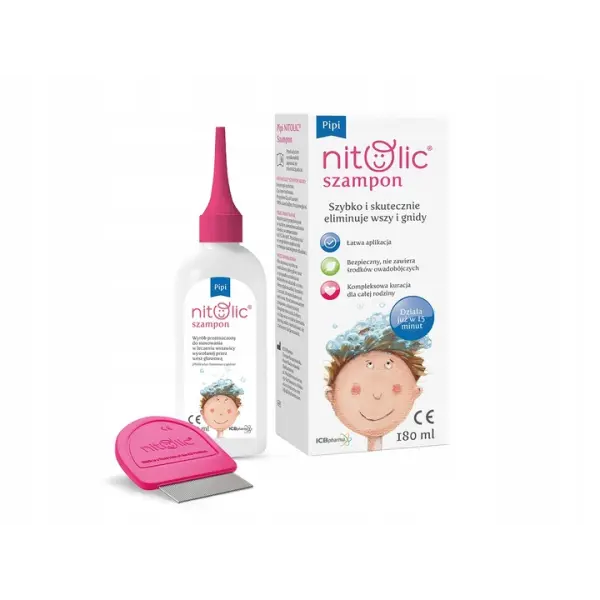 PIPI NITOLIC SZAMPON SZYBKO I SKUTECZNIE ELIMINUJE WSZY I GNIDY 180ML