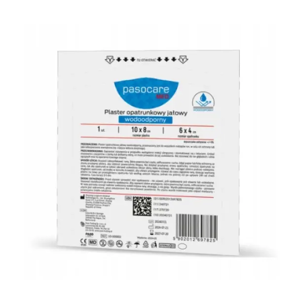 PLASTER OPATRUNEK JAŁOWY WODOODPORNY 10 X 8 CM PASOCARE MED