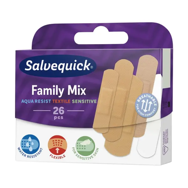 Salvequick Family Mix Plastry opatrunkowe, 26 sztuk