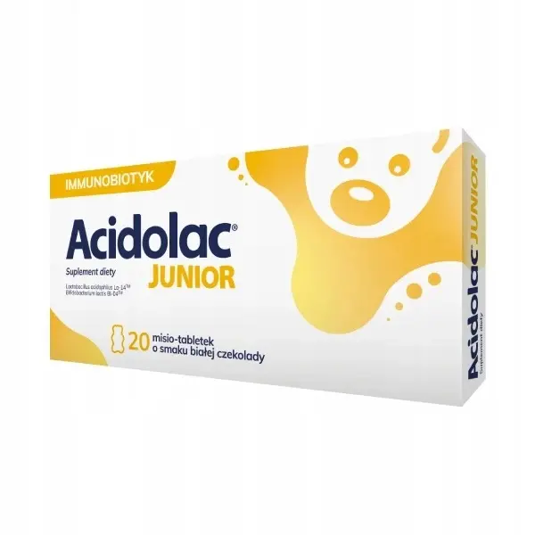 POLPHARMA ACIDOLAC JUNIOR ODPORNOSĆ BIAŁA CZEKOLADA 20 TABLETEK 