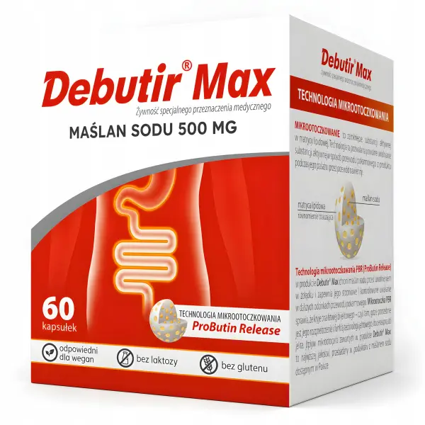 POLPHARMA DEBUTIR MAX MAŚLAN SODU 500mg 60 KAPSUŁEK