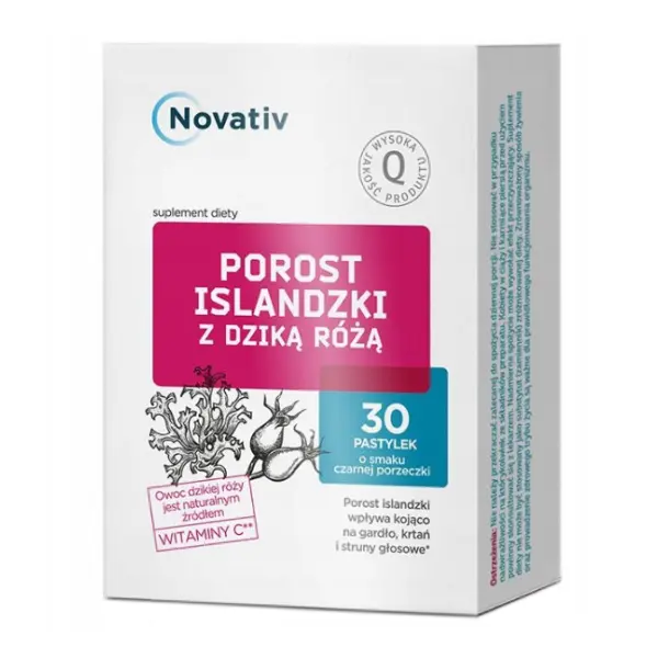 POROST ISLANDZKI Z DZIKĄ RÓŻĄ 30 PASTYLEK NOVATIV