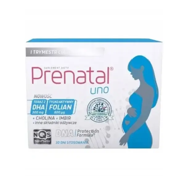 Prenatal Uno DHA + AKTYWNY FOLIAN I Trymestr ciąży 30 kapsułek