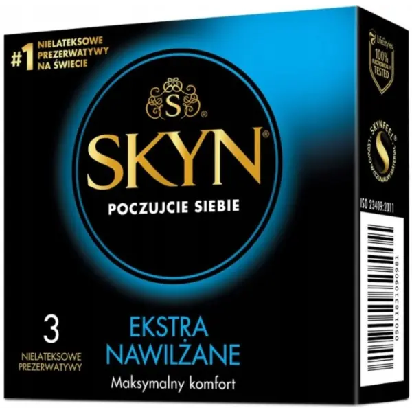 PREZERWATYWY SKYN EKSTRA NAWILŻENIE NIELATEKSOWE 3 SZT.