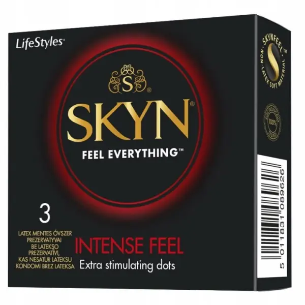 PREZERWATYWY SKYN INTENSE FEEL Z WYPUSTAKAMI NIELATEKSOWE 3 SZT.