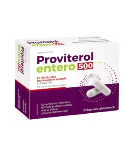 PROVITEROL ENTERO DROŻDŻE SACCACHOMYCES BOULARDII PROBIOTYK 20 KAPSUŁEK