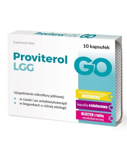 PROVITEROL LGG GO PROBIOTYK UZUPEŁNIENIE MIKROFLORY JELITOWEJ 10 KAPSUŁEK