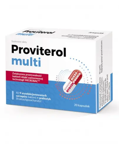 PROVITEROL MULTI 9 SZCZEPÓW BAKTERII + PREBIOTYK 20 KAPSUŁEK