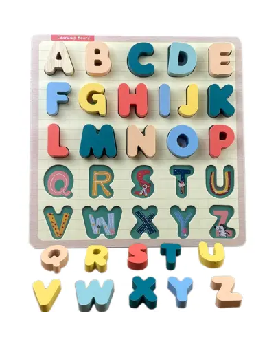 PUZZLE DREWNIANE EDUKACYJNE ALFABET DUŻE LITERKI NAKŁADANKA
