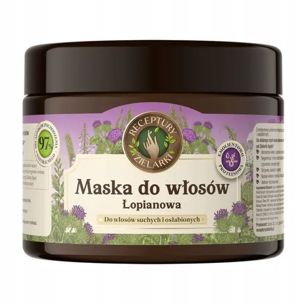 RECEPTURY ZIELARKI MASKA DO WŁOSÓW SUCHYCH I OSŁABIONYCH ŁOPIANOWA 300 ML