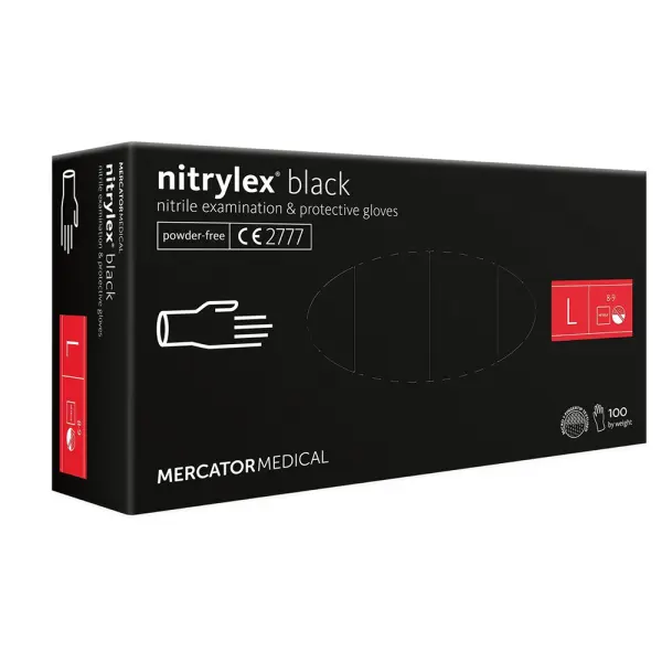 Rękawice nitrylowe BLACK L x 100szt Mercator