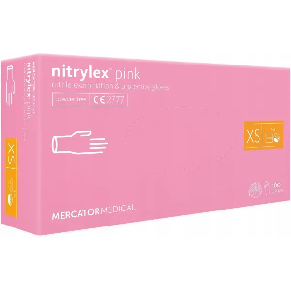 Rękawice Nitrylex Pink  Mercator rozmiar XS, 100 sztuk 