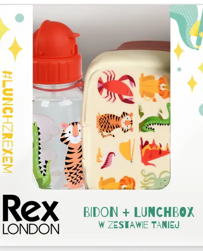 REX LONDON ZESTAW ŚNIADANIOWY LUNCHBOX + BIDON ZWIERZĘTA 
