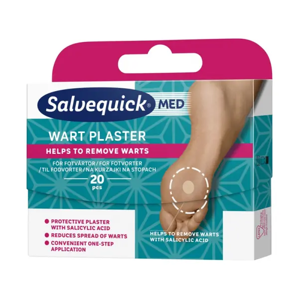 Salvequick Med Foot Care Plastry na kurzajki, 20 sztuk