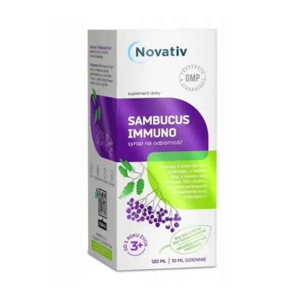 SAMBUCUS IMMUNO syrop na odporność od 3 rż. 120 ml [Krótka data - 2024-11-30]