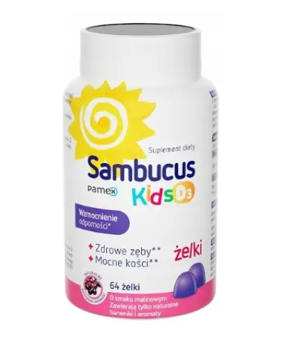 SAMBUCUS KIDS D3 ŻELKI Z WITAMINĄ D 64 SZT. 