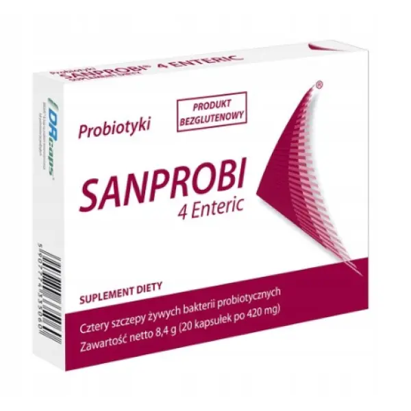 SANPROBI 4 ENTERIC 4 SZCZEPY ŻYWYCH BAKTERII PROBIOTYCZNYCH 20 KAPSUŁEK