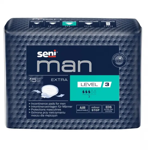 SENI CARE MAN EXTRA LEVEL 3  WKŁADKI UROLOGICZNE DLA MĘŻCZYZN 15SZT