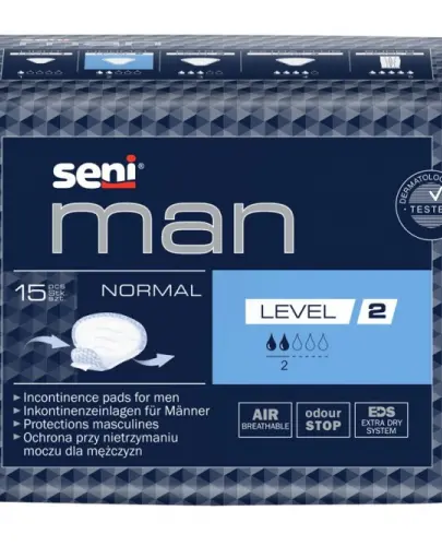 SENI CARE MAN NORMAL LEVEL 2 WKŁADKI UROLOGICZNE DLA MĘŻCZYZN 15SZT