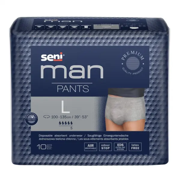 SENI CARE MAN PANTS BIELIZNA CHŁONNA DLA MĘŻCZYZN  ROZMIAR L 10SZT