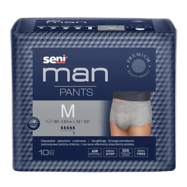 SENI CARE PANTS BIELIZNA CHŁONNA DLA MĘŻCZYZN ROZMIAR M 10SZT
