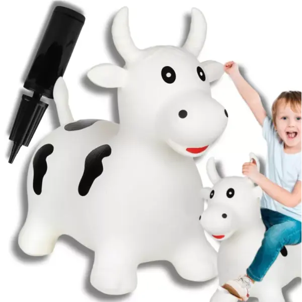 SKOCZEK DLA DZIECI DO SKAKANIA GUMOWY Z POMPKĄ KROWA 