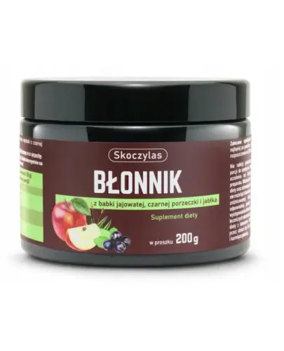 SKOCZYLAS BŁONNIK BABKA JAJOWATA CZARNA PORZECZKA JABŁKO PROSZEK 200G