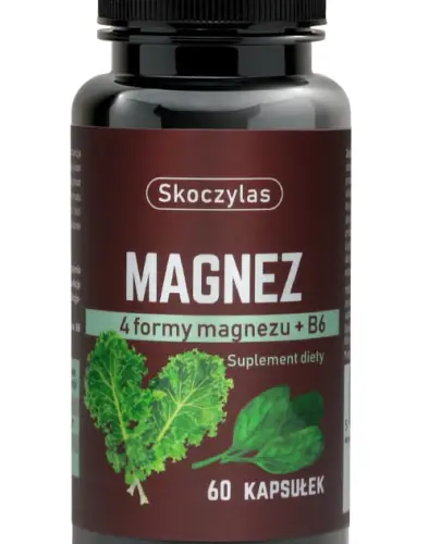 SKOCZYLAS MAGNEZ 4 FORMY WITAMINA B6, SZPINAK, JARMUŻ 60 KAPSUŁEK
